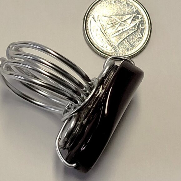 Amber Brown Agate Ring Adjustable Band Handmade Semi Precious Ring - Picture 4 of 12